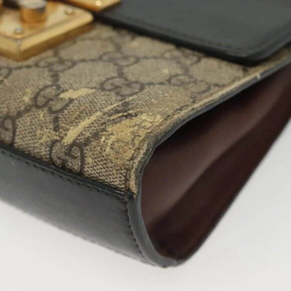 GUCCI GG Supreme Chain Shoulder Bag PVC Beige Gold 409487 Auth bs29070 - Picture 5 of 16